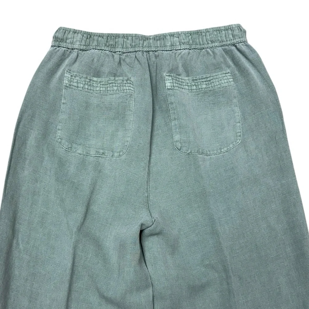 Joie Sage Green Linen Blend Wide Leg Crop Drastring Pants Medium Beach Casual - Picture 6 of 12